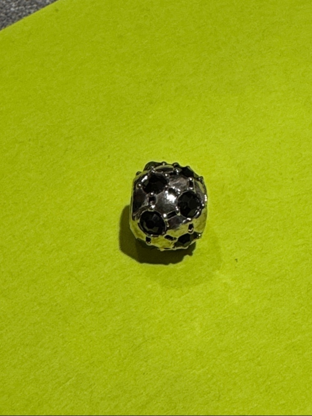 Sterling Silver Soccer ball Black Crystal Pavé Charm Bead